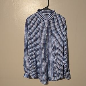 Peter Millar Button Down‎ Longsleeve Plaid Shirt Blue Multicolor Mens Size XXL